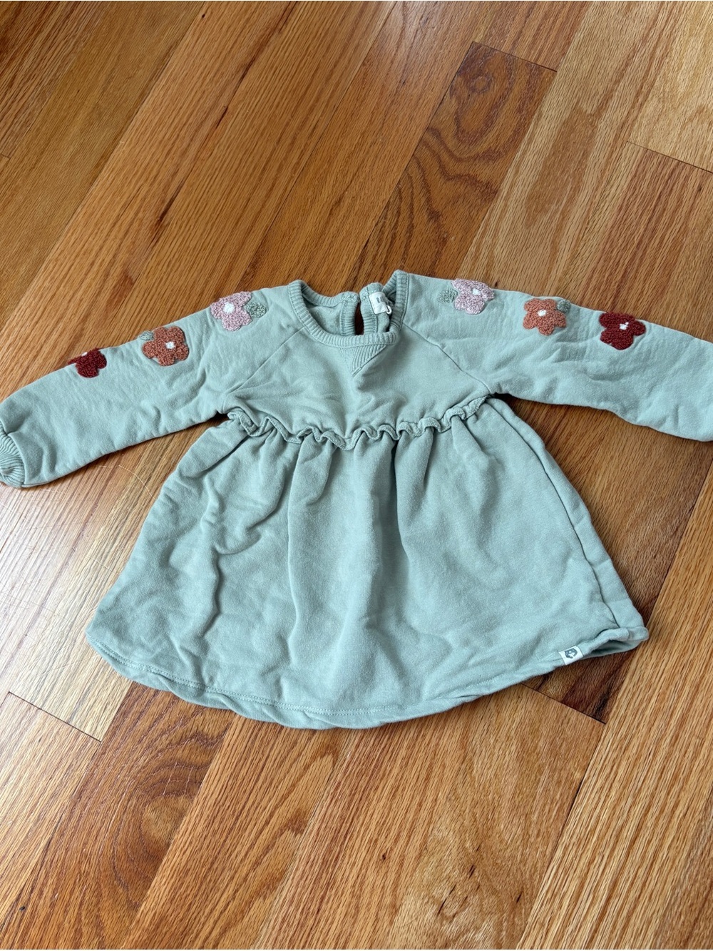Girls' Sage Green Floral Sleeve Sweatshirt